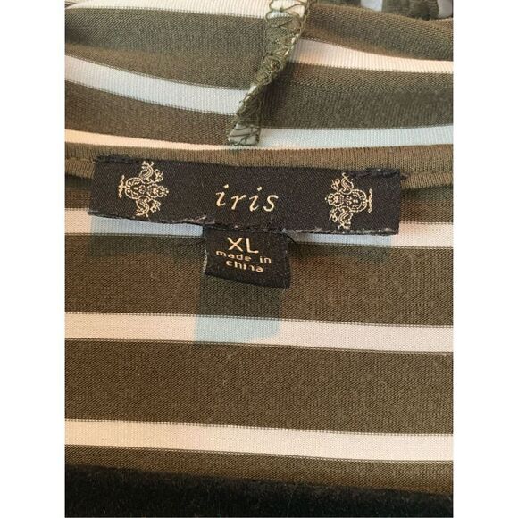 Iris Los Angeles Midi Dress Size XL Green Stripe Short Sleeve Bodycon Hoodie - Picture 3 of 3